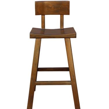 Quality Handmade Solid Wood Brown Color Tall A Shape Bar Stool With Back n167E 