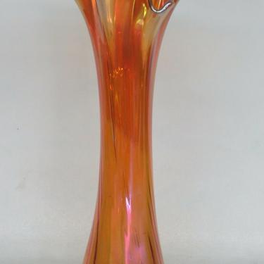 Marigold Ripple Style Carnival Glass Swung Tall Vase 2472B