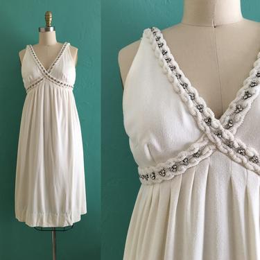 vintage 60's cream beaded evening dress 