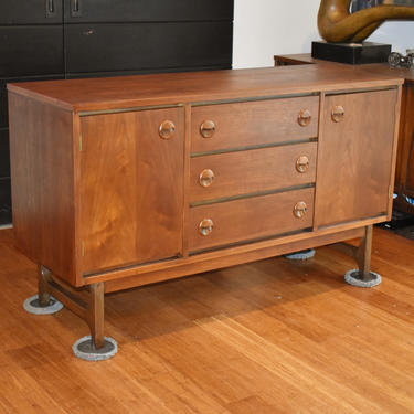 Newly-restored Stanley walnut 52&amp;quot; credenza buffet 