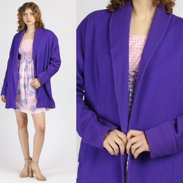70s Fleurette Nordstrom Galley Purple Wool Coat - Large | Vintage Collared Short Winter Jacket 