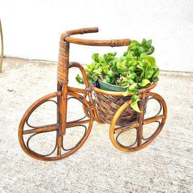 Rattan Bicycle Plant Stand