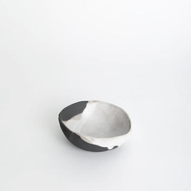 Rustic Pour Over Ice Cream Bowl, small ceramic bowl, pottery bowl, organic bowl, black and white bowl, stoneware bowl 