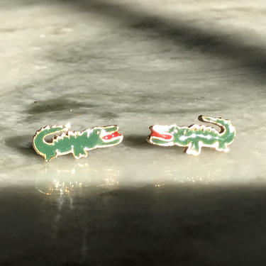 Enamel Alligator Shaped Earrings Studs for Pierced Ears 