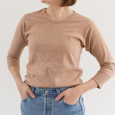 Vintage Dusty Pink Quarter Sleeve Thermal | 100% Cotton | Made in Germany 60s Knitwear | XS | PT043 