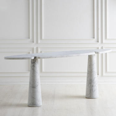 White Carrara Marble Eros Console Table by Angelo Mangiarotti for Skipper, Italy