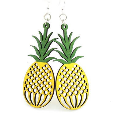 Pineapples - Laser Cut Wood Earrings 