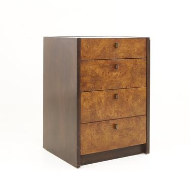 Milo Baughman Style Century Furniture Mid Century Burlwood Narrow Chest of Drawers Dresser - mcm 
