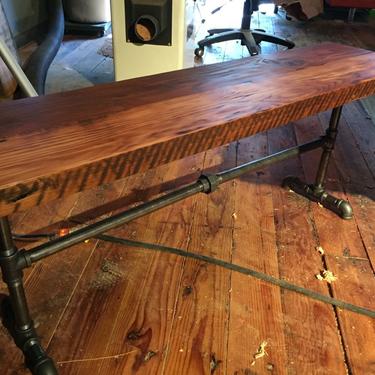 Reclaimed wood  black pipe bench. Industrial Bench. Wood and steel bench. Rustic bench. Black iron pipe bench. Reclaimed wood bench. 