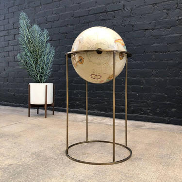 Mid-Century Modern Globe on Brass Swivel Stand, c.1960’s 