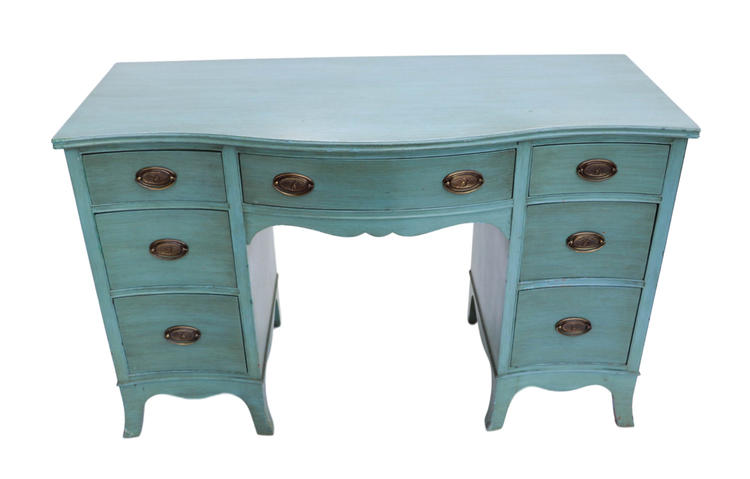 Beautiful Vintage turquoise painted Desk Vanity 