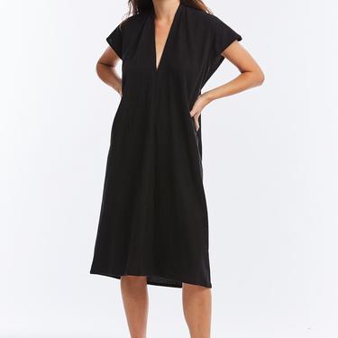 Petite Everyday Dress, Textured Cotton in Black FINAL SALE