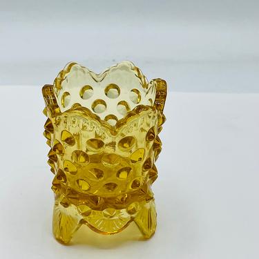 Vintage Fenton Hobnail Art Glass Amber Toothpick Holder 