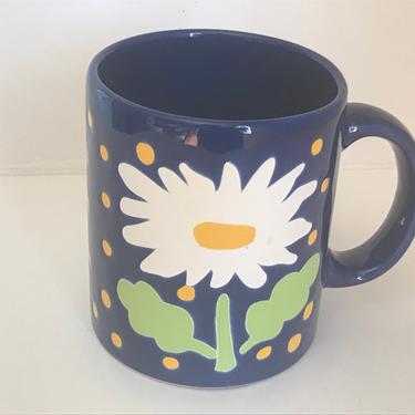 Vintage Waechtersbach Spain Daisy Flower Coffee Mug Cobalt Blue- Great condition 