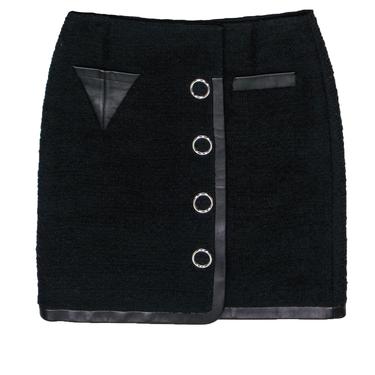 Alexander Wang - Black Mini Tweed Skirt w/ Leather Trim Sz 2