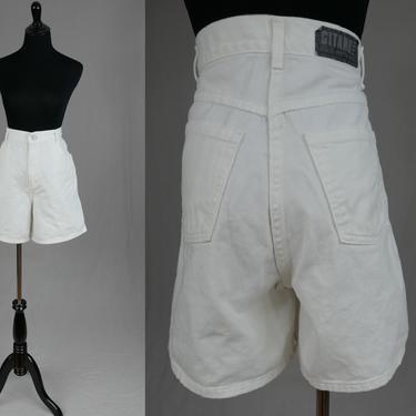 90s White Shorts by Gitano - 33 waist - High Rise Waisted - Cotton Denim Jeans Style - Vintage 1990s 