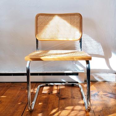 Marcel Breuer Style Cesca Cantilever Chrome and Cane Chair, Beechwood, Chrome Arm Chair, Chrome Cane Chair,, Made in Italy 