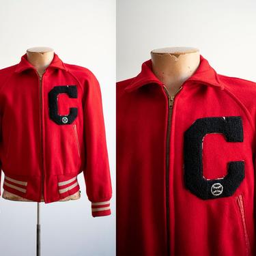 Vintage Red Wool Varsity Jacket / Vintage Letterman Jacket / Vintage Varsity Letterman Jacket / Letterman Jacket Small / Baseball Letterman 