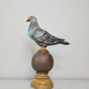 Early European Hand Carved &amp; Painted Pigeon Sculpture Architectural Finial Antique Folk Art 