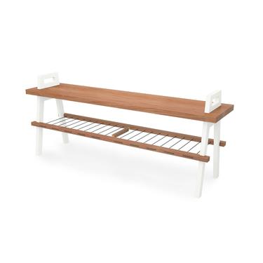 46&quot; entryway/hallway storage bench in cherry with shoe rack 