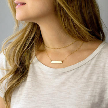 Personalized Name Bar Necklace. Mother's Bar Necklace in Gold Fill, Silver, Rose Gold Fill. Custom Engraved Name Plate. Gift For Mom. 
