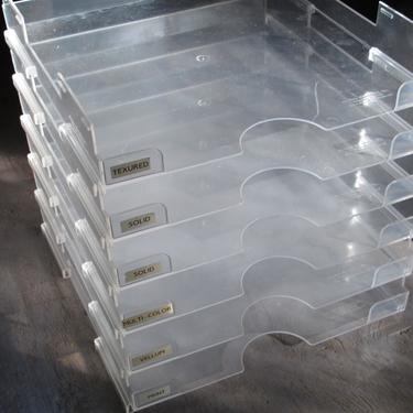 Vintage Plexiglass file rack Clear Plastic filing shelf Plexi Filing Trays office accessories Lucite Stacking Trays Organization Storage 