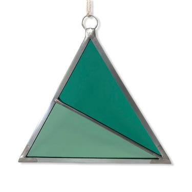 Stained Glass Triangle Ornament in Green