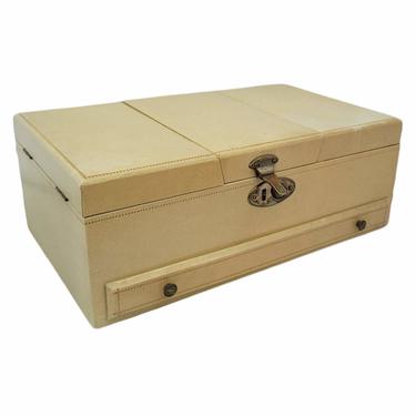 Vintage Cream Fax Leather Jewelry Box