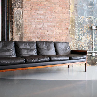 Rosewood and Leather sofa by Hans Olsen for Vatne Mobler Denmark