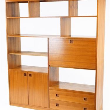 Teak Wall Unit with Built In Desk