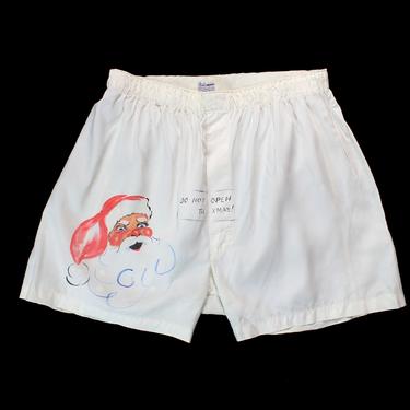 Rare! Novelty 1950s Shorts / 50s Risque Naughty Hand Painted Boxers / Do Not Open Till Xmas! 
