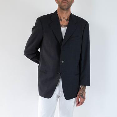 Vintage Giorgio Armani Charcoal Gray Pinstripe Wool Gabardine Three Button Blazer | Made in Italy | Size 54R Italia | Armani Designer Jacket 