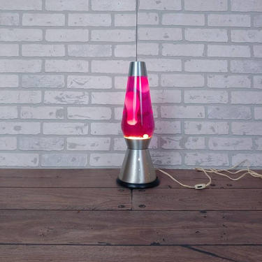 Groovy Mod Starlight Silver Lava Lamp with Pink/Red Liquid and Orange Lava 