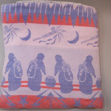 40s Cotton Camp Blanket Native Tee Pee Papoose Moon Reversible 
