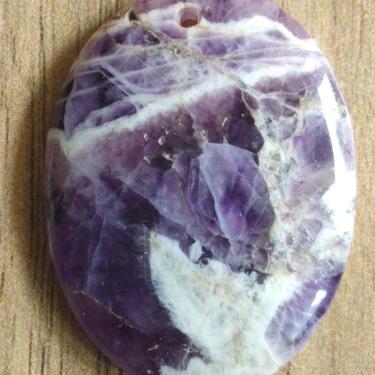 Amethyst Carved Oval Pendant Focal Bead Jewelry Making Gemstone Bead 41mm 