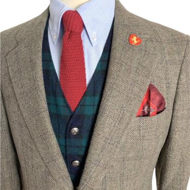 Vintage NORDSTROM Wool TWEED Blazer ~ 40 R ~ Windowpane Check Plaid ~ jacket / sport coat ~ Preppy / Trad / Ivy Style 