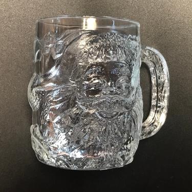 Vintage Pressed Glass Luminarc Santa Claus Mug -Nice Condition- Ready for Christmas- USA 