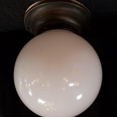 Vintage Single Bulb Milk Glass Globe Ceiling Light H9.5 x D8