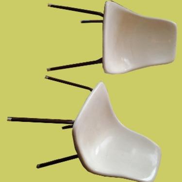Pair of White Fiberglass Shell Chairs ~ $125 Each