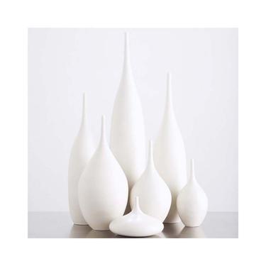 7 Large Ceramic Handmade White Matte Bottle Vases By Sara Paloma. living room decor slim white stoneware floor vase matte decor centerpiece 