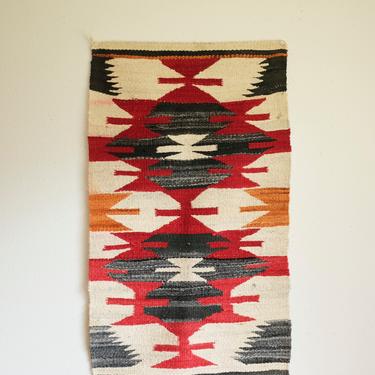 Antique Navajo Rug - Gallop Throw - Southwest Navajo Weaving /  Geometric Design 