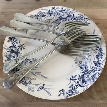 Set of 5 vintage French silver plated dinner fork 