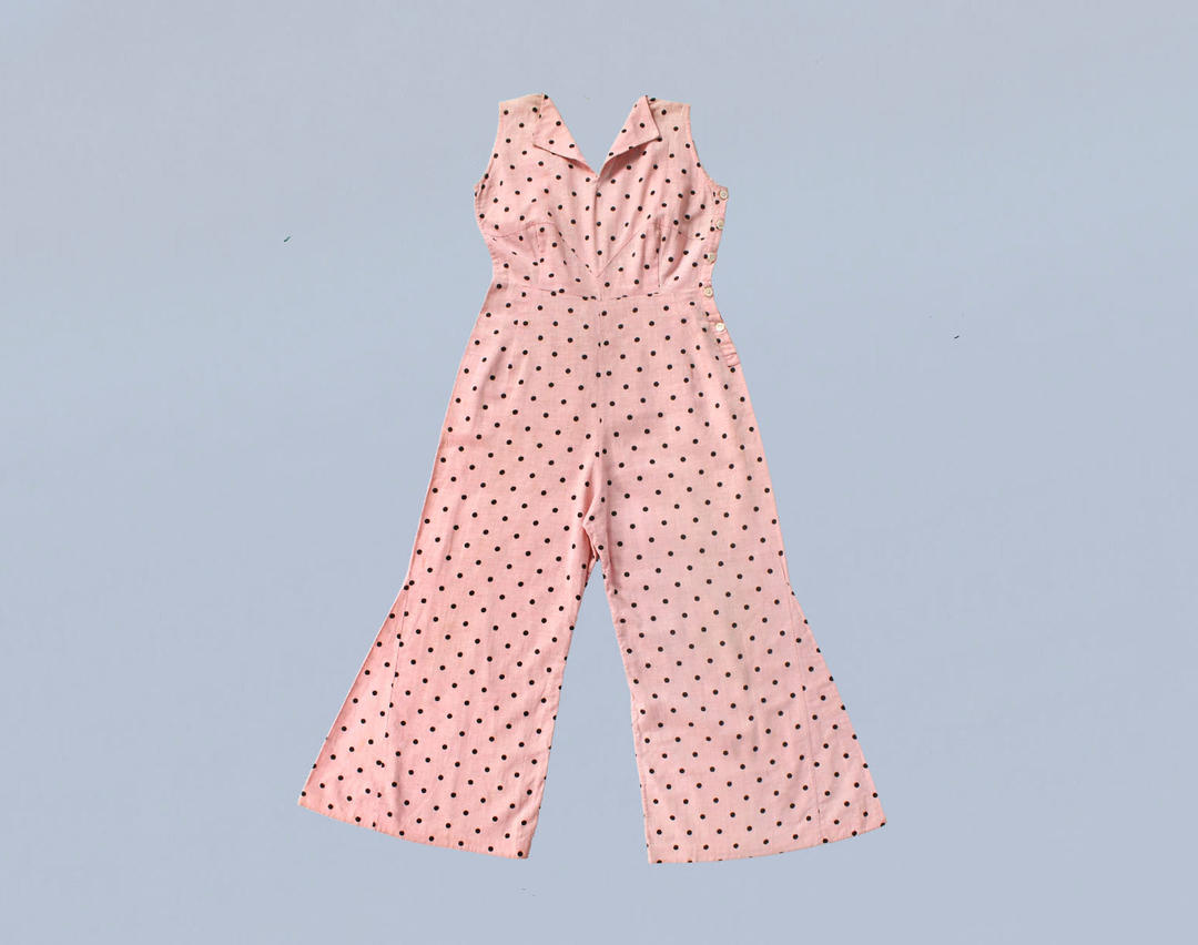 RARE!! 1930s Beach Pajamas / 30s Cotton Jumpsuit / Pink Polka Dot ...
