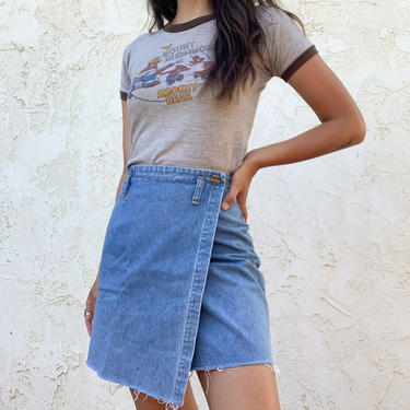 Vintage 90's Hunt Club Made in USA Denim Wrap Skirt 