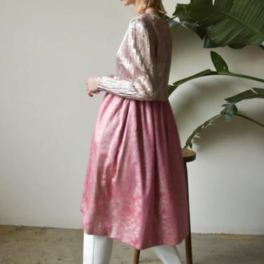 297d / pink silver lame cocktail dress / metallic brocade full skirt party dress / US 8 