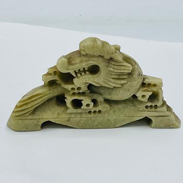Vintage Carved Soapstone Dragon Figurine - 3.5 