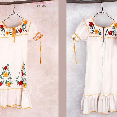Vintage Dress- Embroidered Mexican Dress for Little Girls, Toddler Baby, Kids, Long Dress, Boho Style, Hippie 