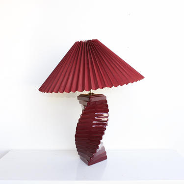 Postmodern Wavy Lamp Table Ceramic Pleated Shade Stacked Curved 