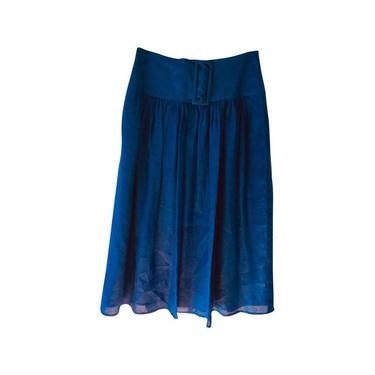 Georgio Armani Blue Linen Midi Skirt Sz 42 