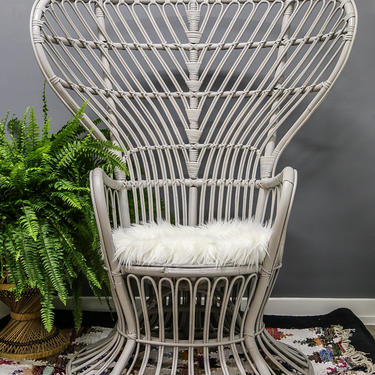 SHIPPING NOT FREE!/Gio Ponti Style Chair, Peacock chair, wicker high back fan  chair/ Local P/U Chicago area or Your Shipper!!! 